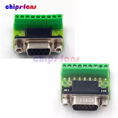 D-sub DB9 Breakout Board Connector 9 Pin 2 Row Male Female RS232 RS485 • £1.67