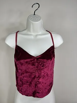 Women Crop Top Size Small Burgundy Sleeveless Velvet Adjustable Straps • $7.41