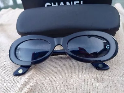 CHANEL Vintage Sunglasses Navy Blue Gold CC Logo Vintage 100% Authentic • $450