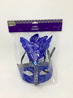 Mardi Gras Mask Feather Lace Venetian Mardi Gras Masks For Women BLUE • $21