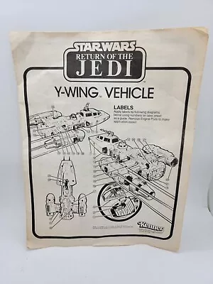 1983 Kenner Star Wars Return Of The Jedi Y Wing Instructions Blueprint • $18.99