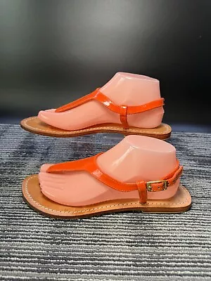 Mystique Women’s Size 10 Orange Patent Leather Thong Sandals /#P/ • $34