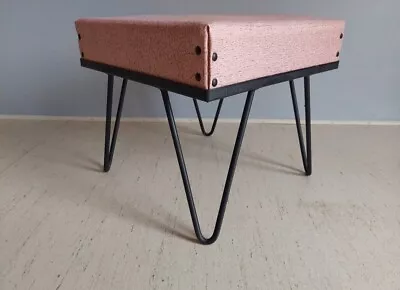 Vintage Pink Hairpin Bench Stool Ottoman Mcm Atomic Retro • $95