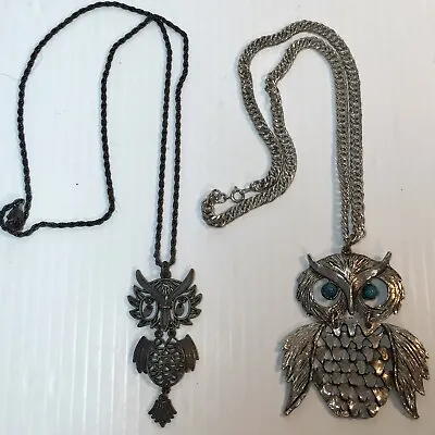 $11.95 • Buy 2 Vintage Articulated Owl Necklaces Retro Fall Halloween