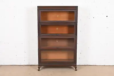 Antique Arts & Crafts Mahogany Four-Stack Barrister Bookcase By Macey 1920s • $2295