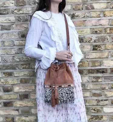 £39.99 • Buy Hippie FRINGE LEATHER BAG Ethnic Tassel Boho Western Vintage Native Festival