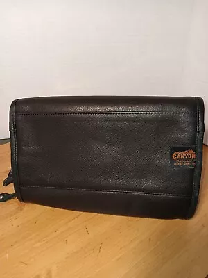 Canyon  Outback Black Leather Hanging Toiletrie/grooming  Bag  • $20