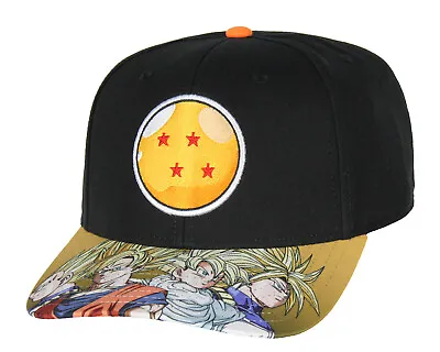 Dragon Ball Z Anime 4 Star Dragon Ball Halftone Goku Gohan Precurve Snapback Hat • $19.99