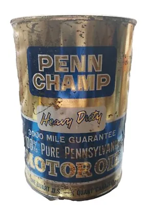 Metal Full Can 1 Quart Penn Champ Butler Pa Heavy Duty Oil Can Tin Hard To RARE • $44.82