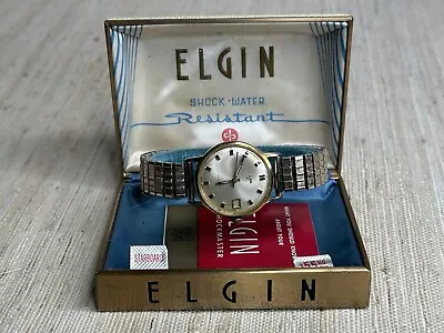 Vintage Elgin Automatic Watch Hand Wind With Case And Manual. For Parts • $85