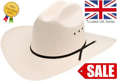 Dallas Stetson Style Straw Western Cowboy Hat JR Cattleman Yellowstone Rodeo • £44.99