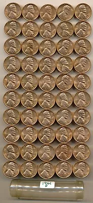 1961 D Lincoln Memorial Cent Roll 50 Coins Uncirculated • $8.95