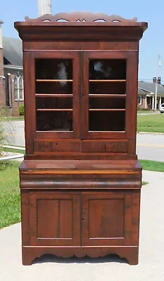 Small Mahogany Empire Secretary With Bookcase Top Circa 1840 • $895