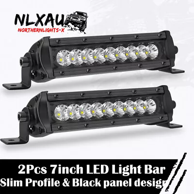 $49.99 • Buy Pair 7 Inch LED Light Bar Slim Single Row Spot Flood Work Lamps Offroad 4x4