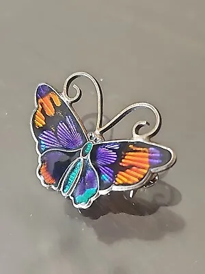 VTG David Andersen Norway Sterling Silver 925S Enamel Butterfly Pin Brooch 1.25  • $58