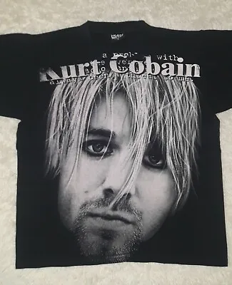 Vintage 90s Kurt Cobain Nirvana Tshirt Tee Top Heavy Metal Size M Double Sided • $299