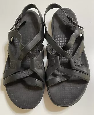 Merrell WO’s Size 8  Agave Black Leather Strappy Sandals. J33198. EUC • $24