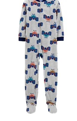 NWT 14 10 8 12 Monster Trucks Racing Carters Feet Pajamas Sleeper Christmas Fall • $33.80