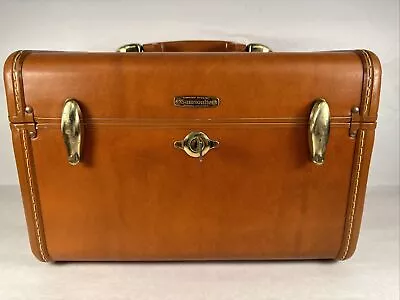 Vintage Samsonite Schwayder #4612 Brown Makeup Train Hard Case W/ Key • $79.99