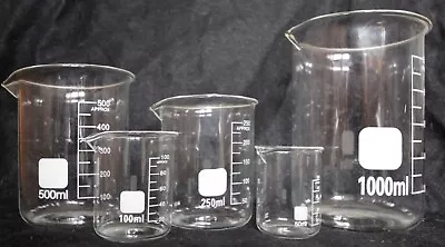 Graduated Beakers 50-100-250-500-1000ml Used But In Mint Condition • $15