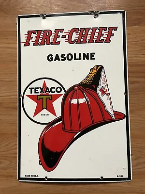 Vintage Texaco Fire Chief Motor Oil Porcelain Metal Gasoline Service Pump Sign • $65