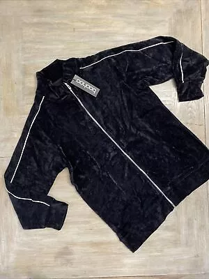 Womens Jacket 12 Velvet Piped Detail Zip Through Top Black Boohoo RRP £40 • $12.32