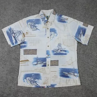 Kahala Hawaiian Islands Shirt Mens Large Off White Button Down Boating Beach • $19.99