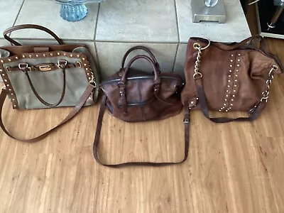 4 Classic HANDBAGS: MICHAEL KORS (1) Canvas/Leather Gold Studded & HESHE (1) • $50