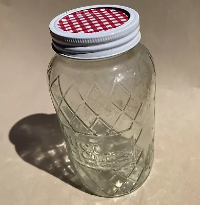 BETTER HOMES And GARDENS Quart MASON JAR Vintage CANNING Bottle W Gingham LID • $17.99