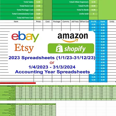 Ebay Amazon Etsy Shopify Accounting Excel Simple Spreadsheet Business Software • £4.99