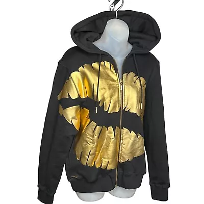 Married To The Mob RARE Gold Lips HipHop Hoodie Womens Large Jacket • $106.92