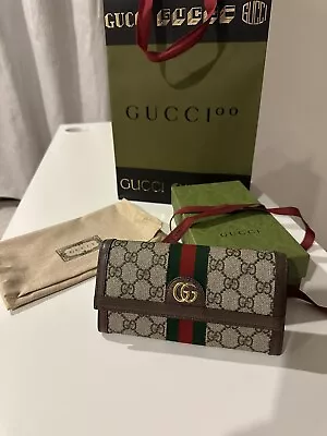 GUCCI Ophidia GG Continental Supreme Canvas Wallet Beige 523153 • $650