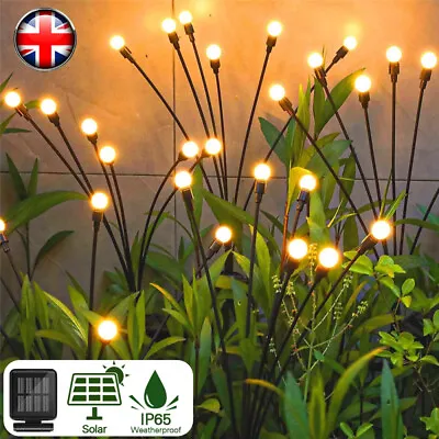 4X 10LED Solar Powered Firefly Swaying Lawn Lights Outdoor Garden Landscape Lamp • £6.38