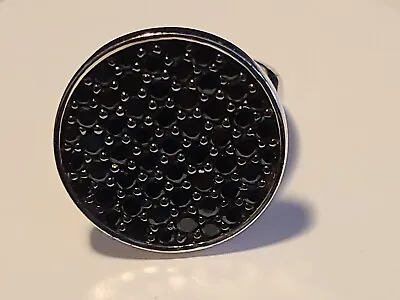 Authentic Crislu Micro Pave Black CZ Disc Ring Size 6 925 Sterling Silver • $29.99