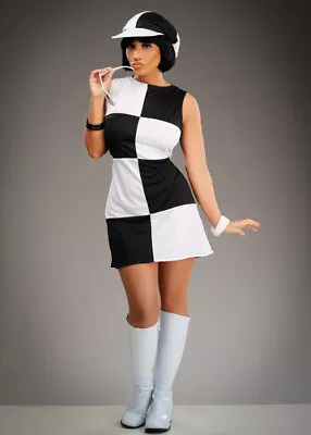 £37.99 • Buy Womens Black And White 60s Chick Costume