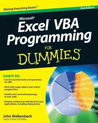 £4.44 • Buy Excel VBA Programming For Dummies Paperback John Walkenbach