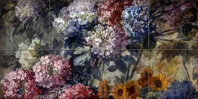 Flowers Pattern Hydrangeas G. Segantini Tile Mural Backsplash Art Marble Ceramic • $133.19