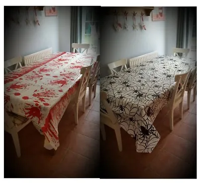 XL Halloween Plastic Tablecloth Cloth Party Decoration Table Cover Horror Scene • £3.49