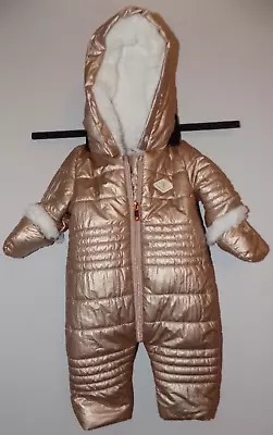 River Island Baby Girl Rose Gold Quilt Snowsuit Pramsuit 0-3 Months Baby Coat • £10