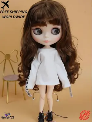 12  Nude Blyth Doll From Factory White Skin Matte Face Brown Hair Joint Body Toy • $32.49