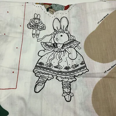 Daisy Kingdom Ballerina Bunny Fabric Panel Christmas Holly Stuffed Doll Clothes • $14.99