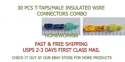 30 Pc T-taps / Male Insulated Wire Terminal Connectors Combo 18-14 12-10 • $4.99