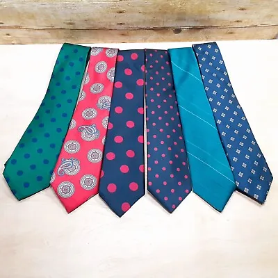 6 Mens Designer Neck Ties Liberty Boston Van Heusen London 100% Silk Mixed Lot • $29.95