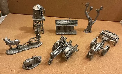 Wyoming Artist Boyd Perry Pewter Miniatures - 8 Piece Farming Lot 1988 To 1990 • $49.99