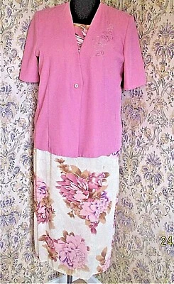 £14.99 • Buy Two Piece Special Occasion Wedding Outfit By BERKETEX Size 16-18 Pink Floral