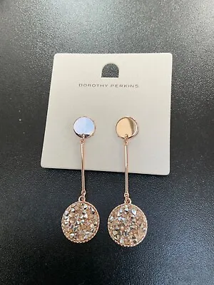 Rose Gold Sparkling Dangly Crystal Drop Pendant Earrings • £3.99