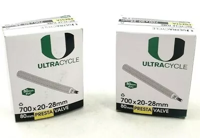 2-PACK Ultracycle Road Tire Inner Tube 700 X 20-28 80mm Presta Valve PAIR • $21.82