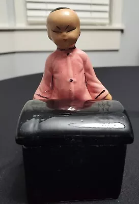 Vintage Chinese Statue Figure W Trinket Box Chest MCM Ceramic Collectible • $15