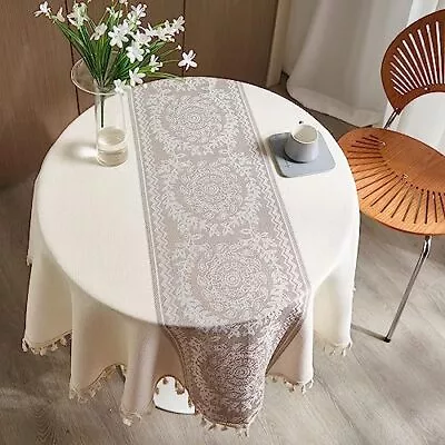 Round Tablecloth Cotton Linen Table Cloths 60 Inch Water Resistant Wrinkle Fr... • $15.21
