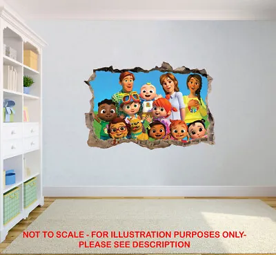 Cocomelon Baby Nursery Rhymes 3d Smashed Wall View Sticker Poster Mural • £7.99